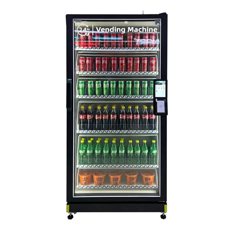 SJD-801C-R2IPS-NW gravity and visual recognition smart vending fridge for chilled drinks and fresh food