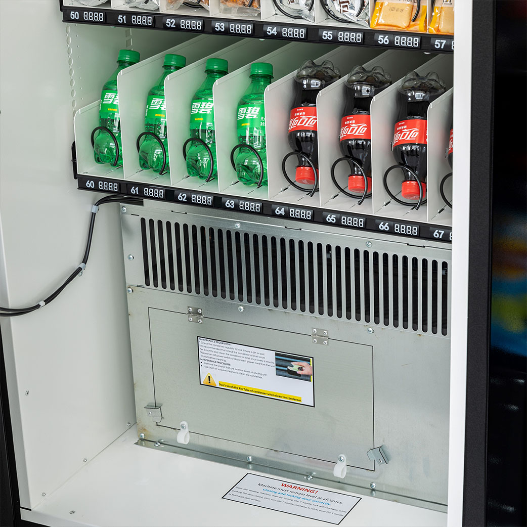 EC40 combo vending machine, energy-efficient cooling system, internal cold drink vending structure