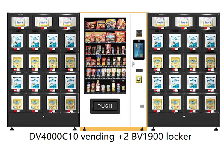 BV1900 universal modular locker, compatible with multiple vending machines, flexible combo storage solution for parcels and oversized items