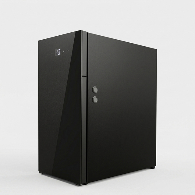 M10H(G) 9L milk cooler with touch LED door, black glass, 540mm height, designed for taller coffee machine setups
