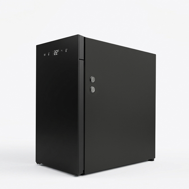 M10H 9L milk cooler with touch LED door, black glass, 454mm height, designed for coffee machines