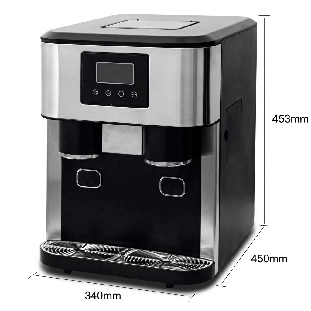 KIM15 desktop ice machine dimensions, 340*450*453mm household ice dispenser