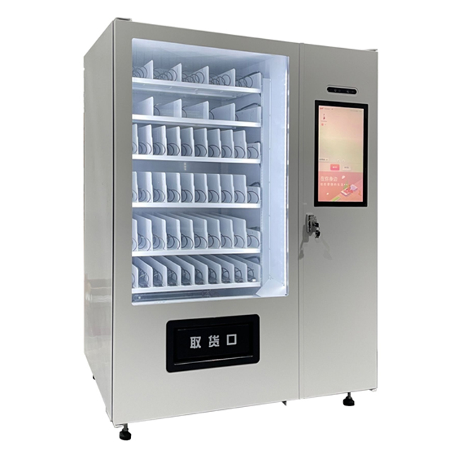 DV-5000C22 22 inch touch screen empty vending machine, high capacity snack drink combo machine, empty interior view