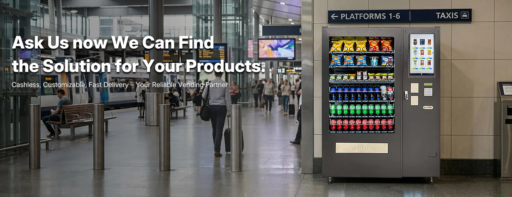 Vending Machine Solution for Public Spaces Banner - NJJS smart self-service retail for airports, stations, and high-traffic areas