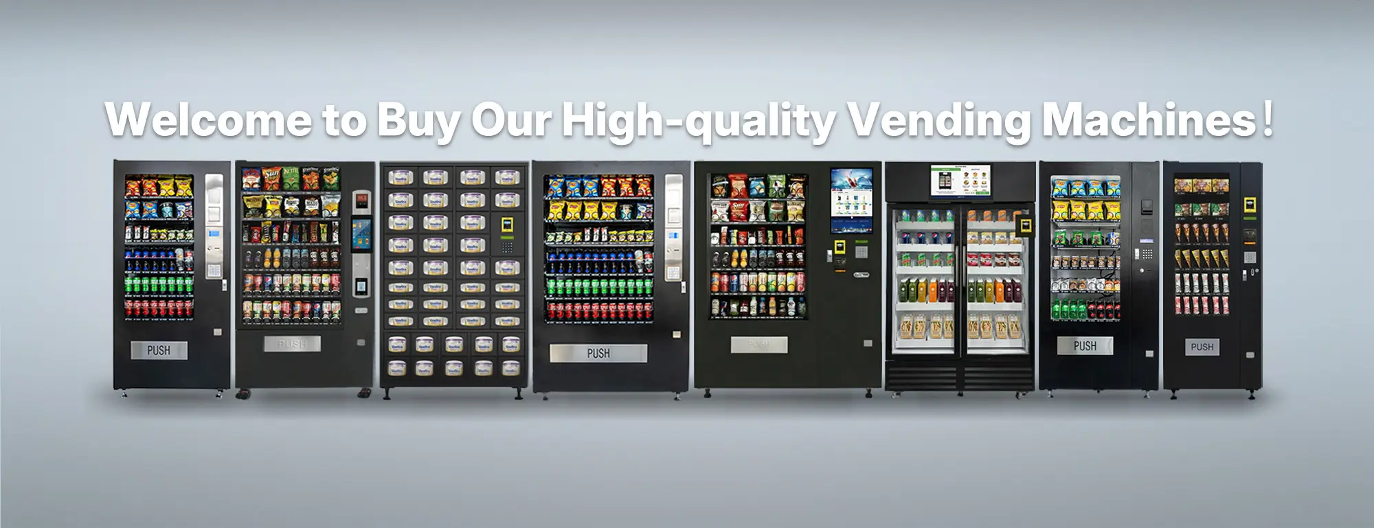 High-quality Vending Machines Banner - NJJS diverse vending machine lineup for snacks, beverages, and cold chain products