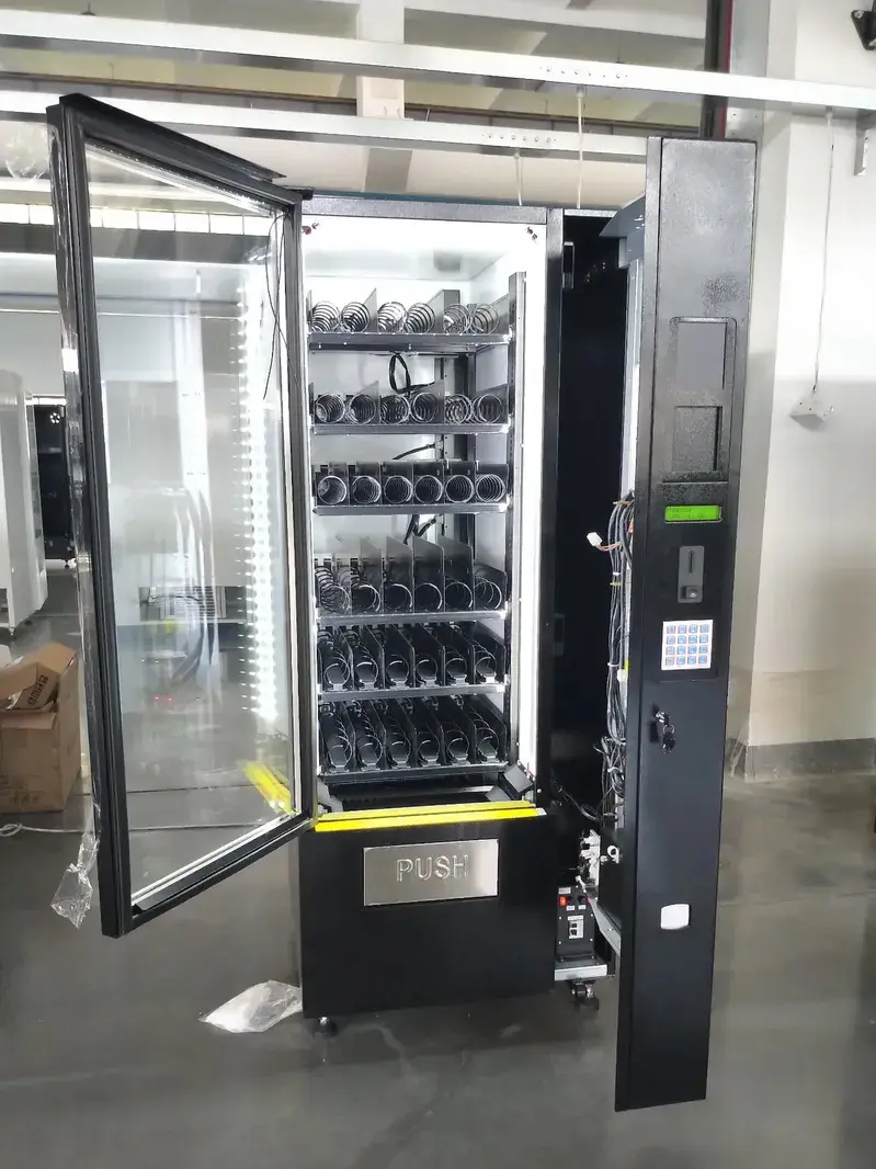 CV Series Vending Machine Interior View, Shelf and Spiral Dispenser Structure in Factory